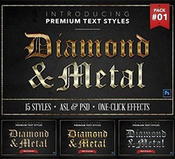 极品PS样式－15个钻石金属效果(第一套/含PSD文件)：Diamond & Metal #1 - 15 Styles